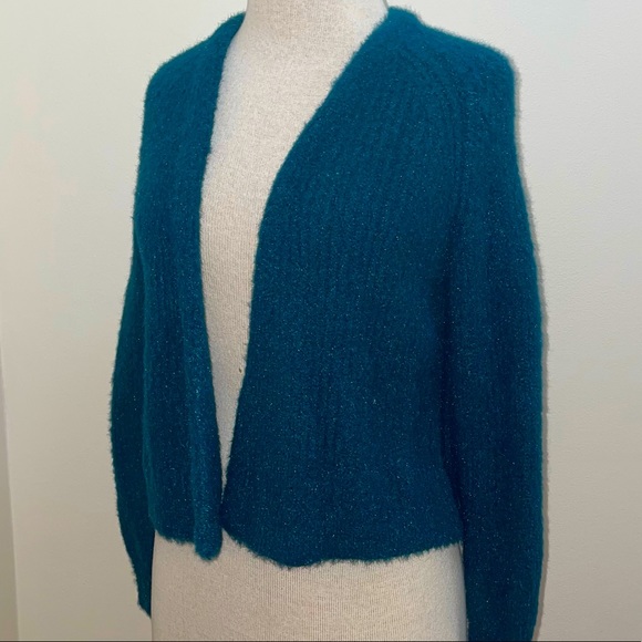 Anthropologie green Sleeping On Snow Northbound Eyelash open front Cardigan XS - Picture 3 of 11